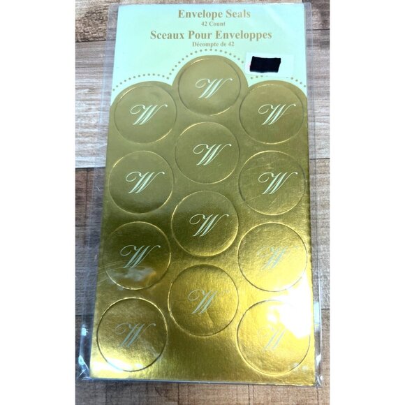 Gold Foil Envelope Seals With Elegant Monogram "W" Design  42 Count 66889 - Picture 1 of 2